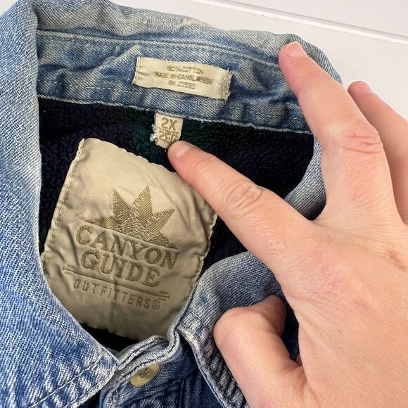 Canyon Guide Vintage Denim Flannel Fined Button Down Shirt Jacket Men's size 2X - Picture 3 of 9